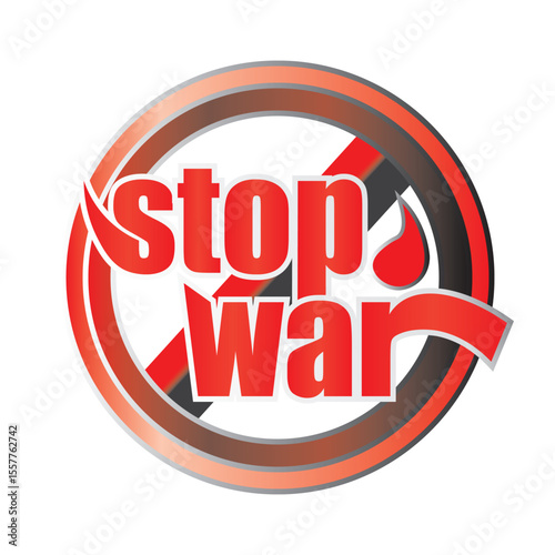 STOP WAR design with typography illustration and bloody symbol isolated on white background