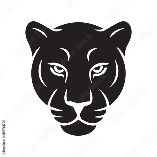 Panther head logo design with a stylized abstract cute panther face
