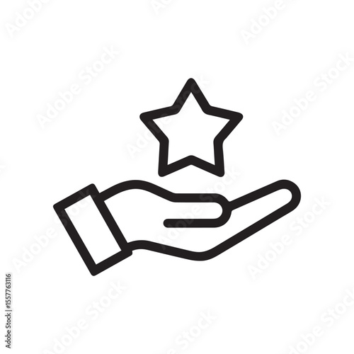 Business marketing icon loyalty program with hand and star design

