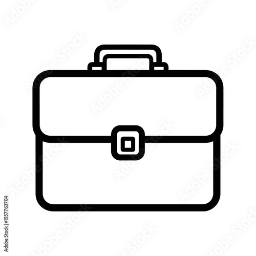 A simple line drawing of a briefcase with a handle and a clasp on a white background illustration