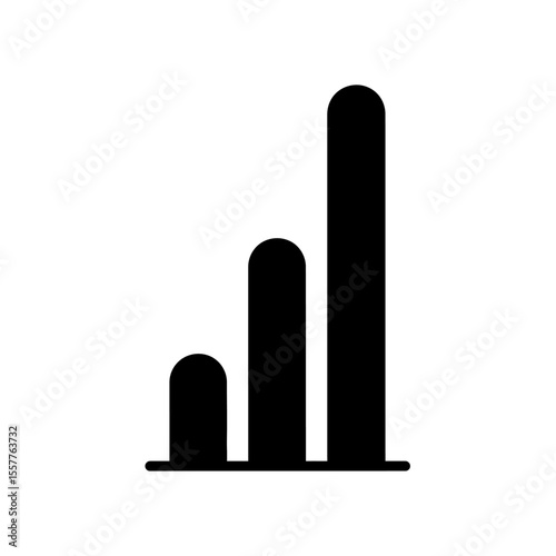 A simple black and white illustration of a signal strength icon with increasing bar heights