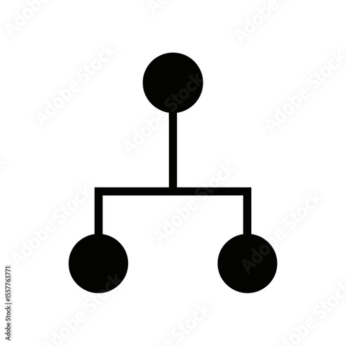 A simple black and white diagram showing a hierarchical structure with circles and connecting lines