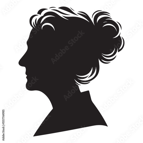Elegant Silhouette Portrait of an Older Woman Vector Illustration