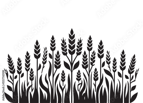 Wheat Stalks Silhouette Vector Graphic Symbolizing Agriculture and Harvest Season