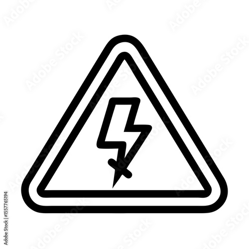 High voltage warning icon black and white flat vector isolated on white background