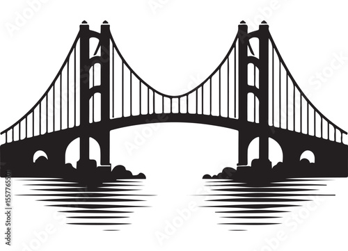 Golden Gate Bridge Silhouette Iconic San Francisco Landmark Illustration