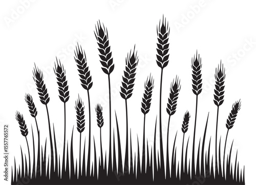 Wheat Silhouette Illustration Representing Harvest Abundance and Agriculture