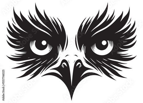 Intense Eagle Eye Vector Artwork Focus Vision Strength Silhouette Image