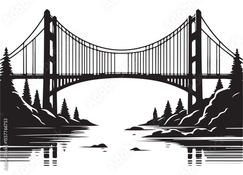 Suspension Bridge Vector Illustration Perfect For Landscape Travel