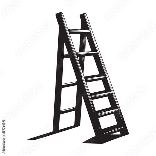 Wooden step ladder vector illustration simple tool design concept