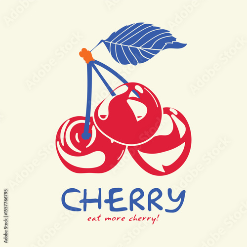 fashion graphic prints for cherries fruit, graffiti text print design. women's fashion print artwork. trendy cherry fruit t-shirt design. summer t-shirt design, girl's t-shirt