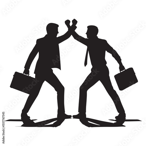 Successful Business Partnership Silhouette Illustration Symbolizing Collaboration and Agreement