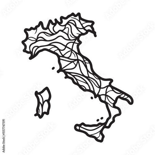 Detailed Map of Italy Illustration Artistic View of the Italian Country