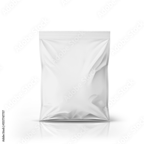 Blank White Plastic Stand-Up Zip-Lock Pouch Packaging Template