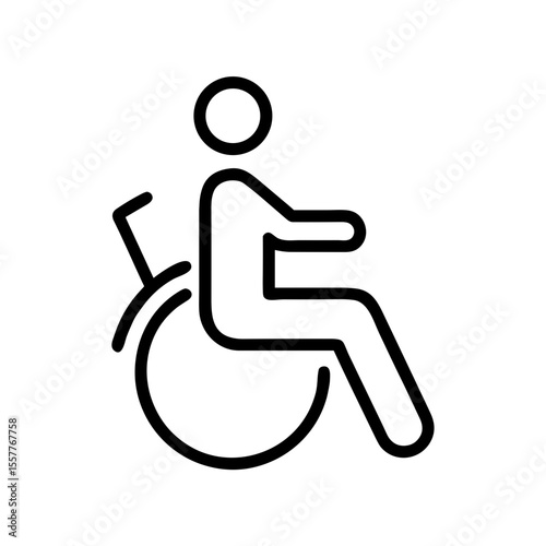 Wheelchair icon depicting person in sitting position  