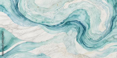 Art teal soft blue sea water ocean wavy and silver marble texture background. Water ocean wave white and soft blue aqua, teal and marble texture	