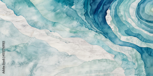 Abstract blue and white water ocean wave and curved line background. Blue wave with liquid fluid ocean texture. Ocean wave banner background.	