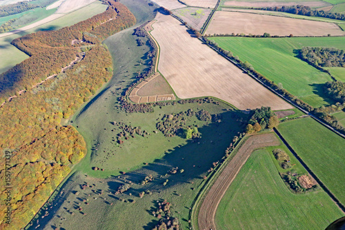 Aerial view of the fields in Wiltshire	