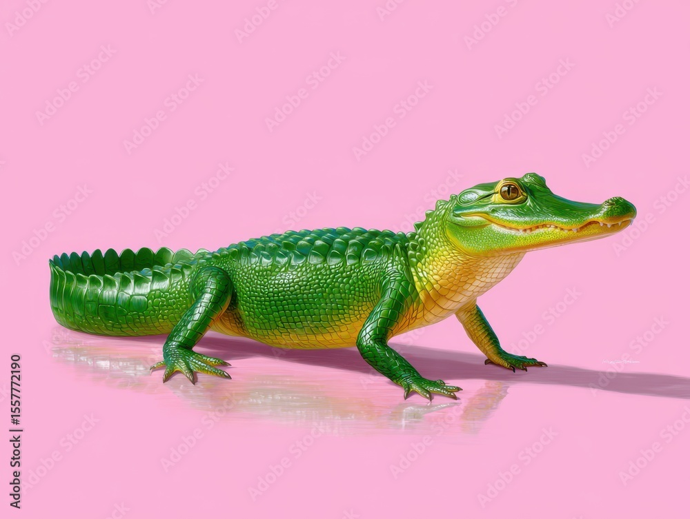 Obraz premium Cute cartoon alligator banner