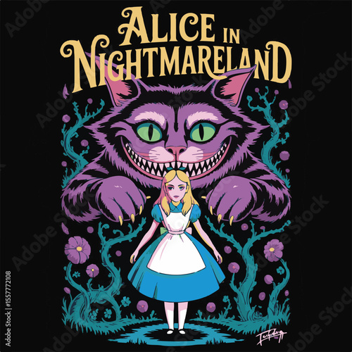A gothic witch girl in a dress with long hair and a crown, her face a scary, funny cartoon skull illustration