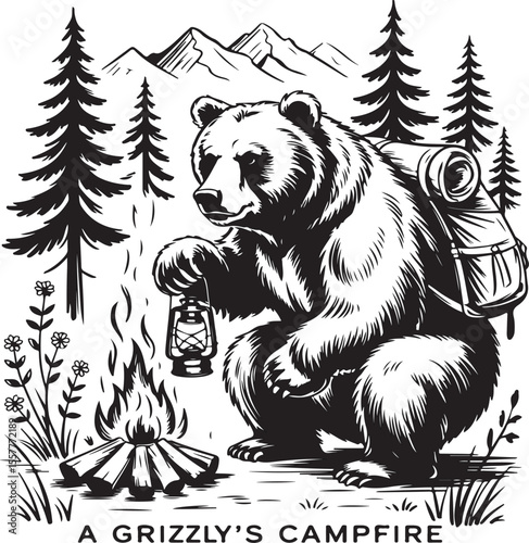 Wild mammal design: tribal black silhouette of a bear head or roaring tiger face illustration