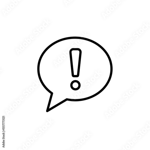 Speech bubble with exclamation mark in minimalist line art style  