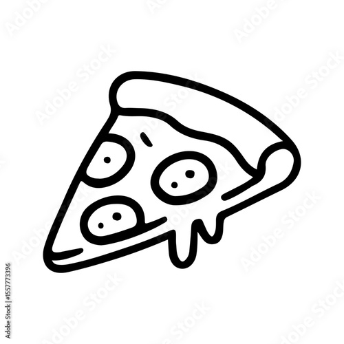 Crisp vector illustration of a pepperoni pizza slice with dripping cheese, perfect for menus, food blogs, and culinary content. Ideal for modern, playful designs.