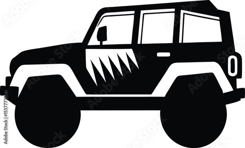 Off road vehicle car auto transport automobile silhouette vector illustration