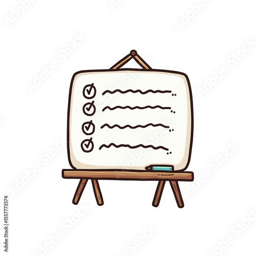 Checklist on a whiteboard in minimalist style with a wooden frame  