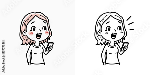 Shocked woman shocked looking at her smartphone  