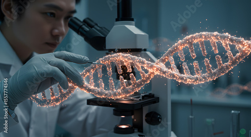 Genetic engineering research science technology dna analysis biotechnology innovation future medicine healthcare scientist laboratory microscope development gene manipulation discovery experiment