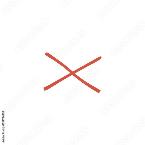 Red Cross Mark: A simple yet striking red cross mark, symbolizing negation or disapproval, against a minimalist background.