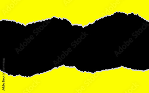 vector illustration of a silhouette. Ripped yellow paper on black background. yellow torn paper.