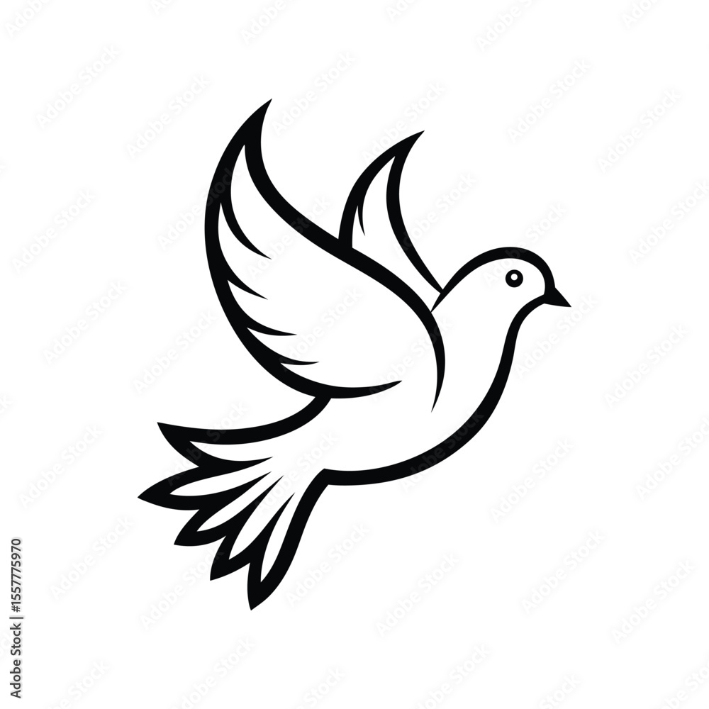Obraz premium Dove of Peace Line Drawing on White Background 