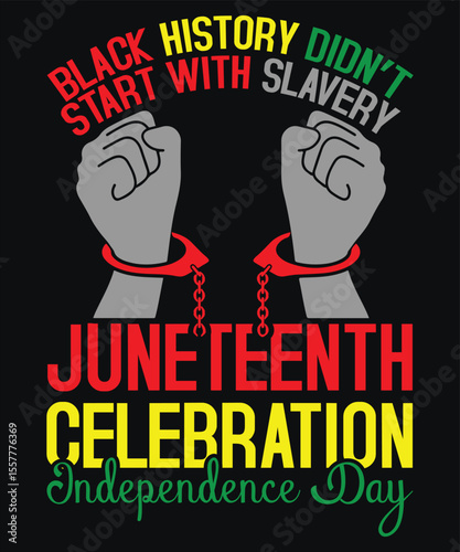 "Juneteenth Freedom Day Poster with Broken Chains and Raised Fists – Celebrating Black History and Liberation"