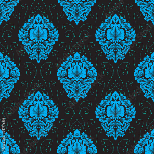 seamless pattern with blue flowers
