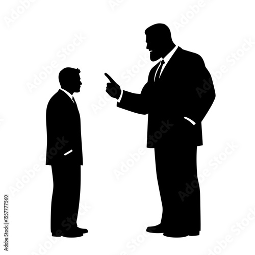 Businessman reprimanding employee in a corporate setting  