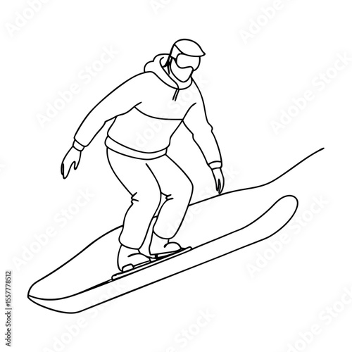 Snowboarder performing a trick on a snowboard in winter landscape  