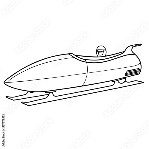 Bobsleigh outline design for winter sports illustration  