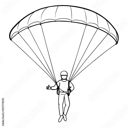 Paraglider descending with parachute during outdoor adventure  
