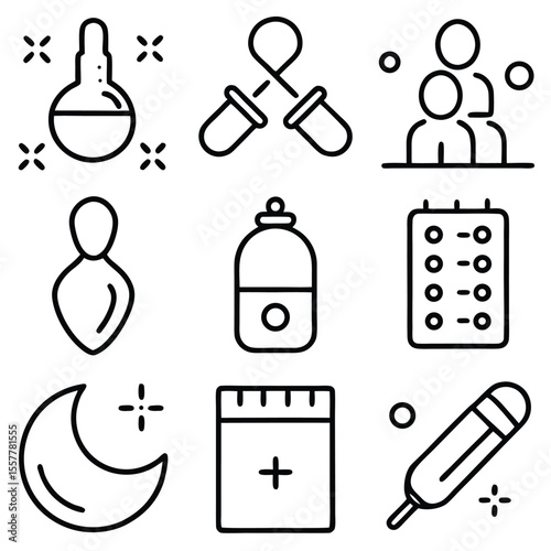 Black Silhouette Icons Set Pregnancy Reproduction Family Health Medicine vector