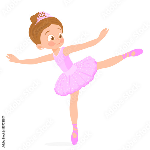 Cute Ballerina Girl Dancing. Little Ballerina in a Pink Tutu Dress. Dance classes.