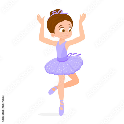 Cute Ballerina Girl Dancing. Little Ballerina in a Pink Tutu Dress. Dance classes.