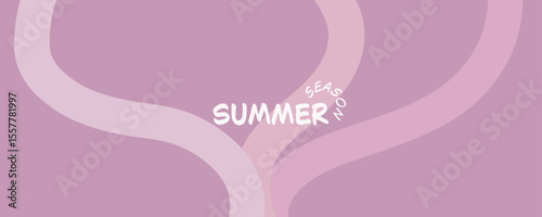 Pink curves and the waves of the sea range from soft to dark vector background flat design style illustration.