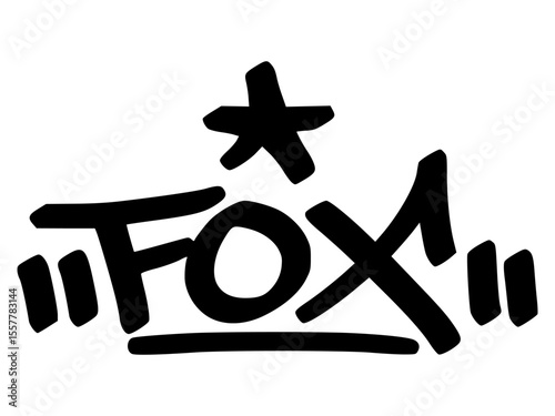 Bold graffiti tag of “Fox” in black urban lettering. A smart and sleek animal design with street attitude, perfect for edgy graphics and youth fashion.