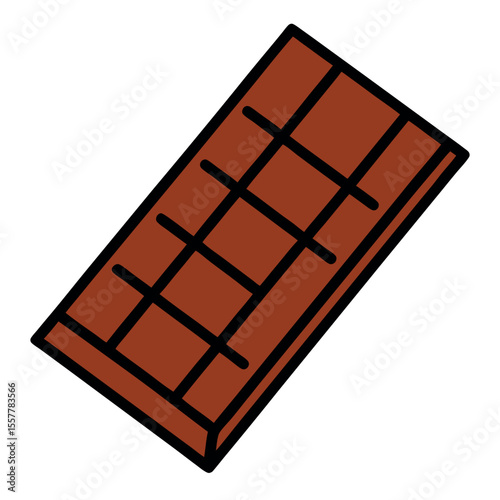 Simple Minimalist Line Drawing of a Chocolate Bar – Clean Black and White Vector Illustration of Sweet Treat Icon – Modern Outline Design Isolated on White Background
