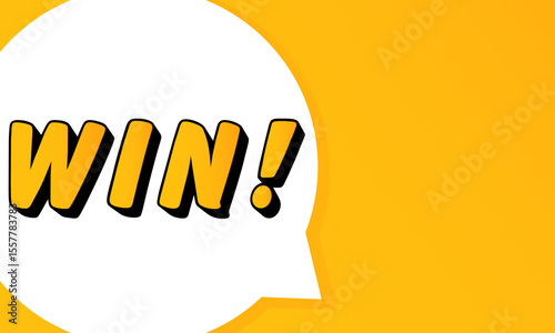 Win speech bubble. Bold outline, comic style shape, vibrant background, dialog element, visual communication, announcement layout, message highlight, template for interaction.