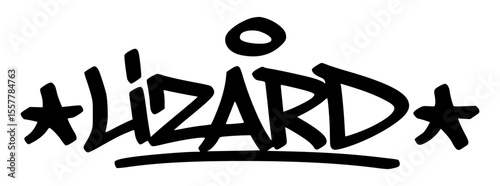 Graffiti tag of “Lizard” in bold urban lettering with a reptilian edge. A slick and quirky animal design great for creative street-style projects.
