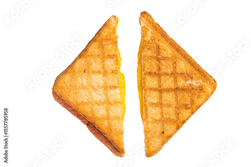Konstfotografi Toasted cheese sandwich isolated on white background. top view