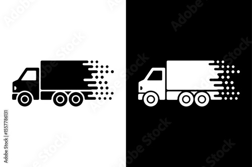 Fast Delivery Truck Icon on White Background Vector Art Illustration on white background.